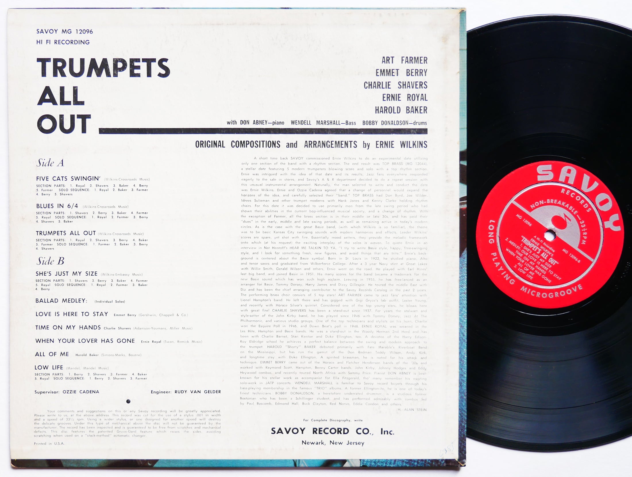 ART FARMER Trumpets All Out LP SAVOY RECORDS MG 12096 US 1957 RVG DG MONO VG+