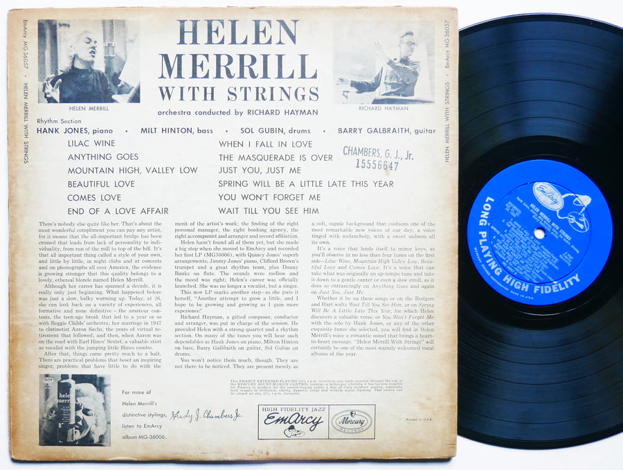 HELEN MERRILL With Strings LP EMARCY MG-36057 US 1956 DG MONO JAZZ Hank Jones