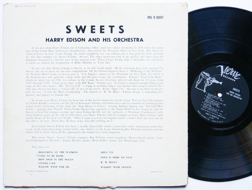 HARRY EDISON Sweets LP VERVE RECORDS MGV-8097 US 1957 DG MONO JAZZ Ben Webster