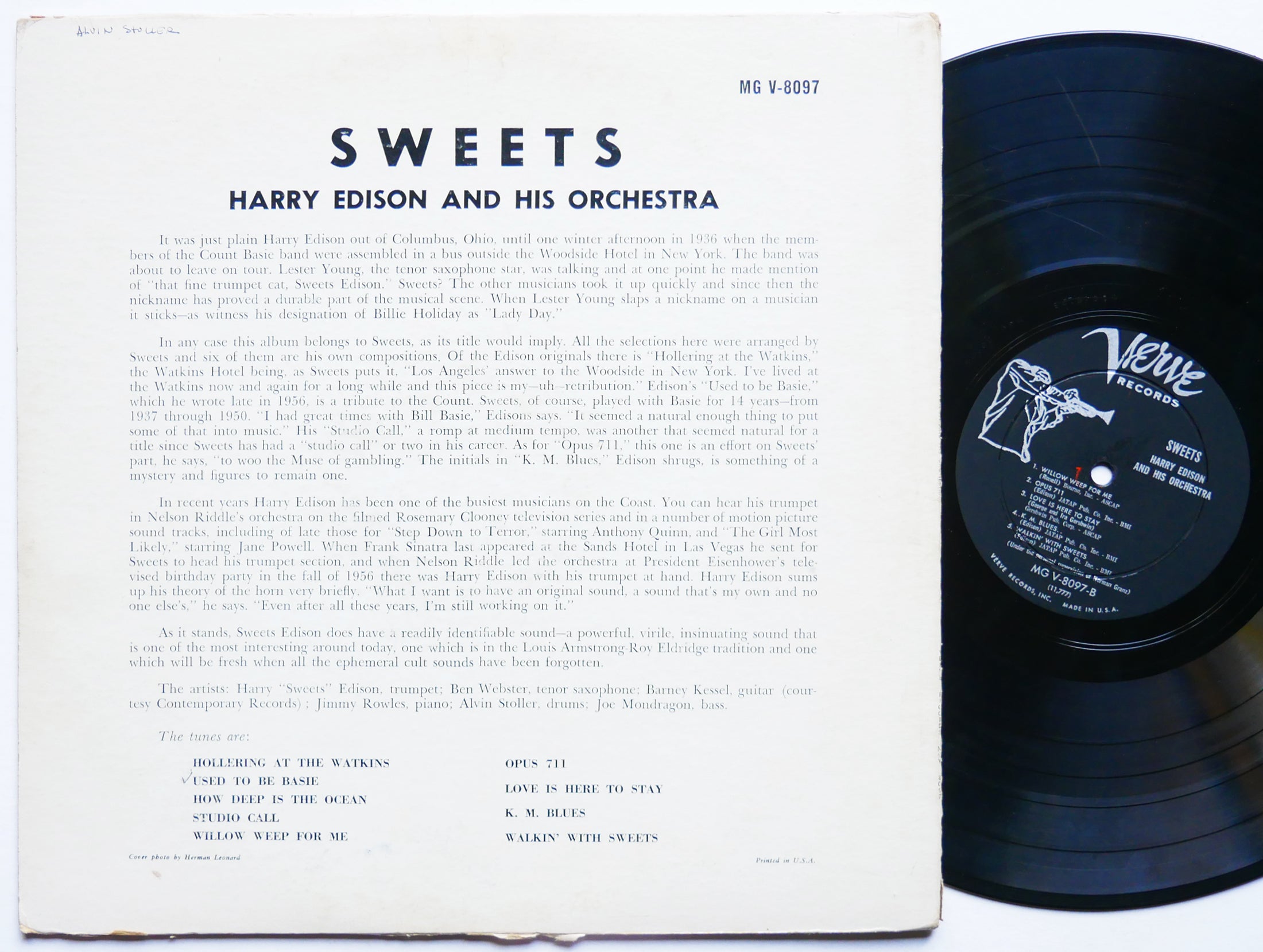 HARRY EDISON Sweets LP VERVE RECORDS MGV-8097 US 1957 DG MONO JAZZ Ben Webster