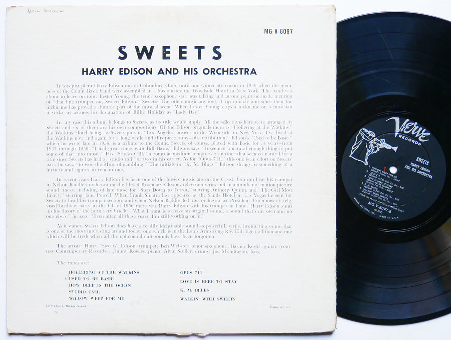 HARRY EDISON Sweets LP VERVE RECORDS MGV-8097 US 1957 DG MONO JAZZ Ben Webster