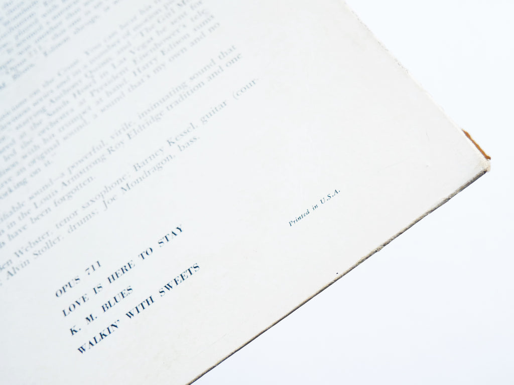 HARRY EDISON Sweets LP VERVE RECORDS MGV-8097 US 1957 DG MONO JAZZ Ben Webster