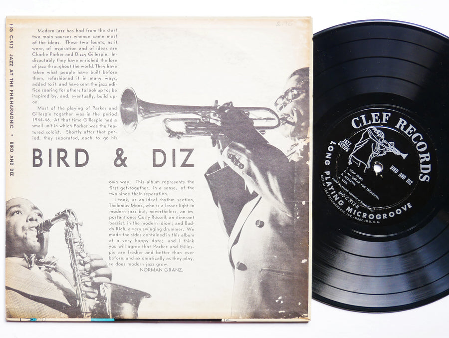 CHARLIE PARKER DIZZY GILLESPIE Bird And Diz 10" LP CLEF MGC-512 MONO Monk Dorham