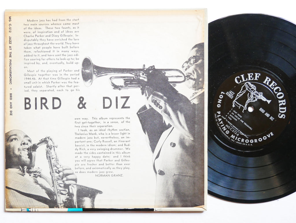 CHARLIE PARKER DIZZY GILLESPIE Bird And Diz 10" LP CLEF MGC-512 MONO Monk Dorham