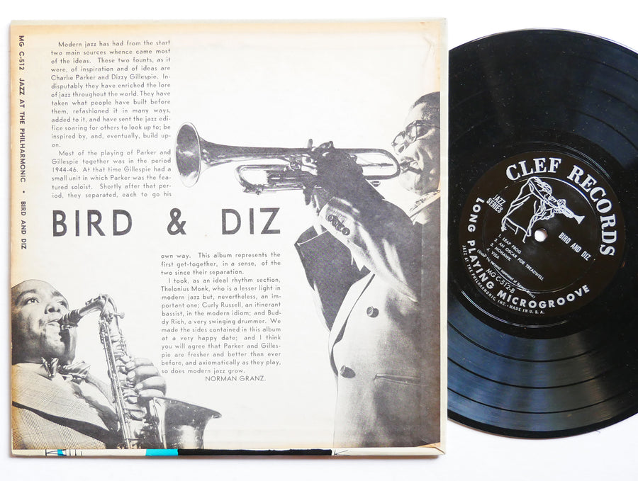 CHARLIE PARKER DIZZY GILLESPIE Bird And Diz 10" LP CLEF MGC-512 MONO Monk Dorham