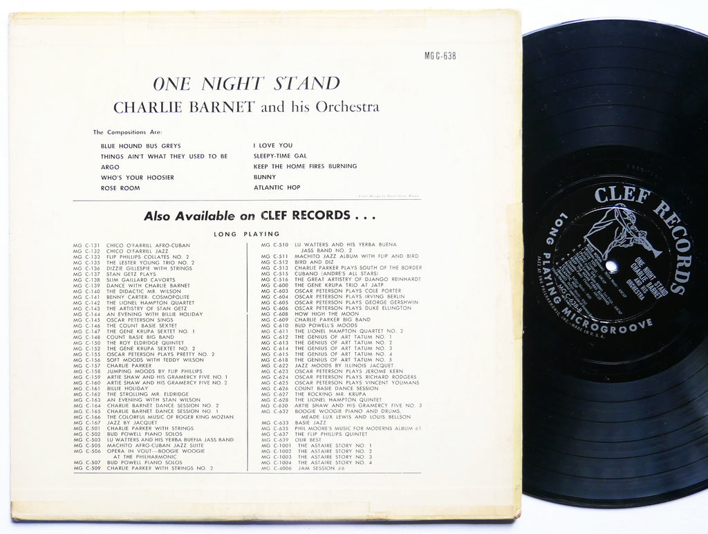 CHARLIE BARNET One Night Stand LP CLEF RECORDS MG C-638 US 1955 DG MONO DSM JAZZ