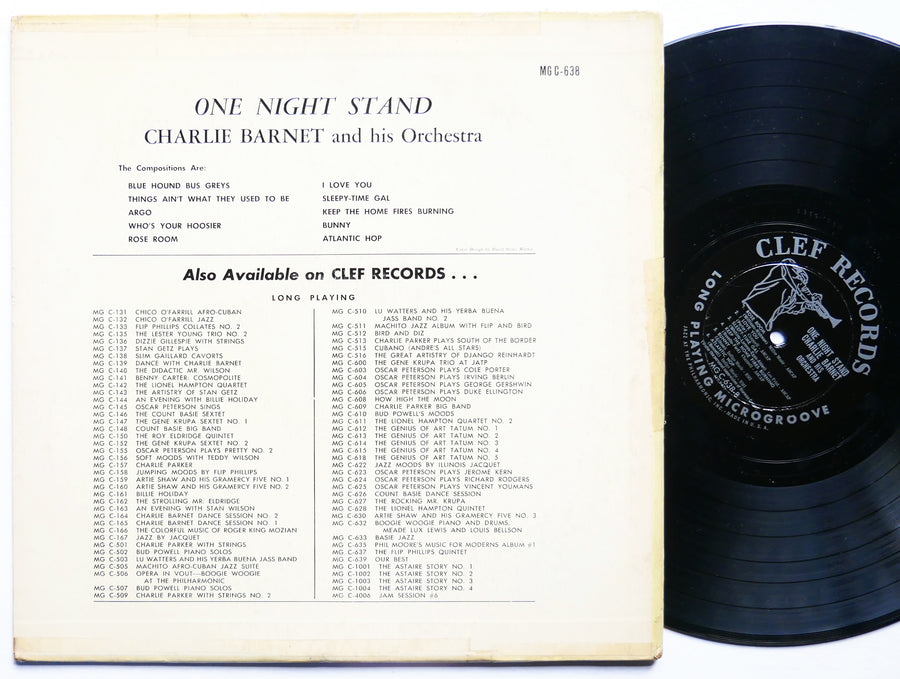 CHARLIE BARNET One Night Stand LP CLEF RECORDS MG C-638 US 1955 DG MONO DSM JAZZ