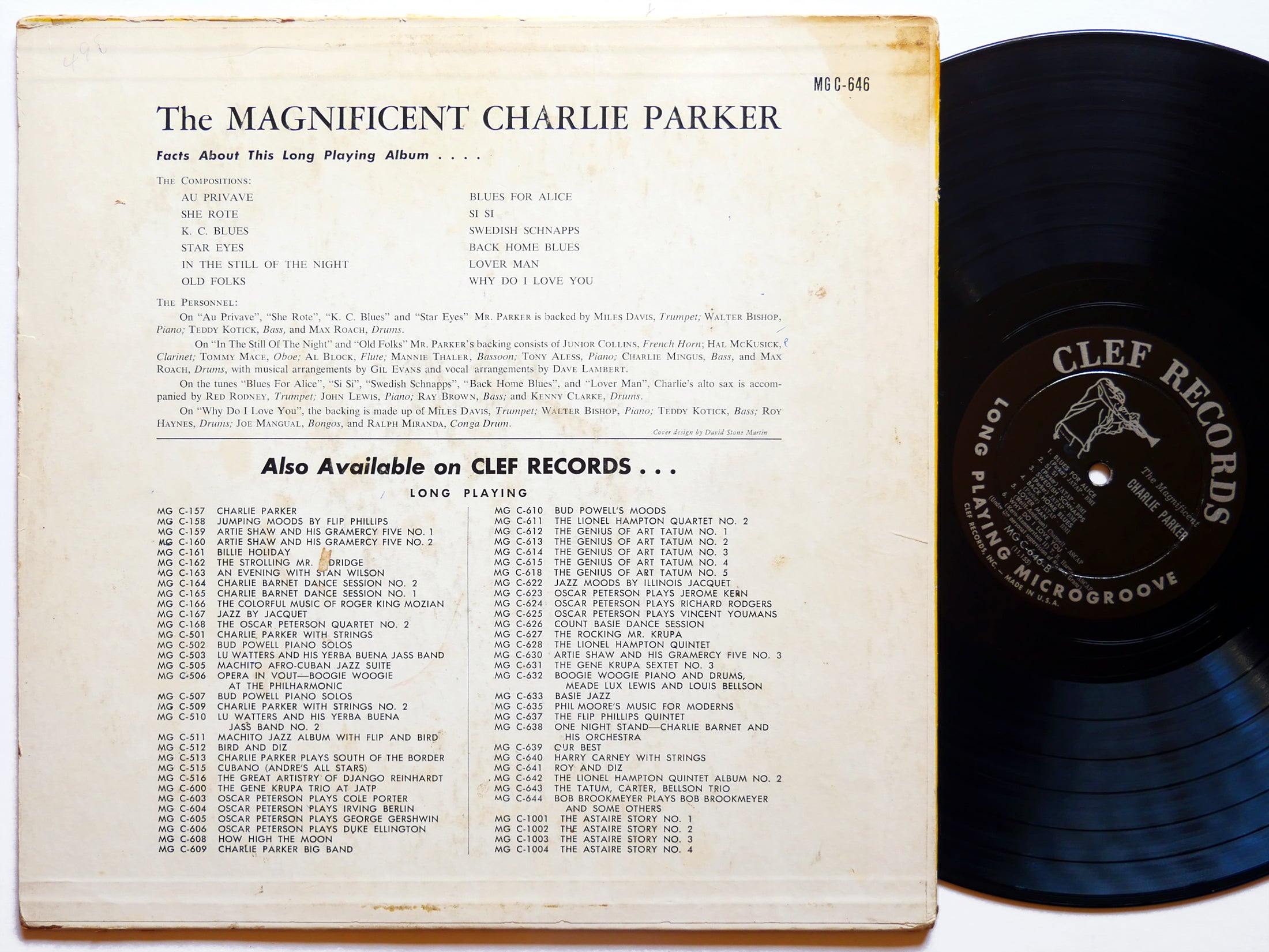 CHARLIE PARKER The Magnificent LP CLEF MG C-646 US 1955 DG MONO DSM Miles Davis
