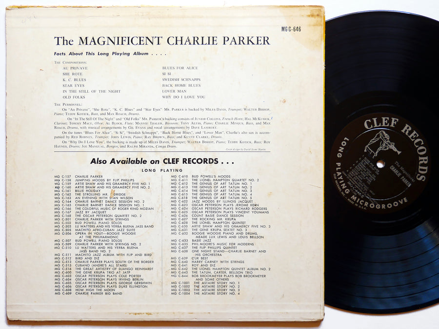 CHARLIE PARKER The Magnificent LP CLEF MG C-646 US 1955 DG MONO DSM Miles Davis