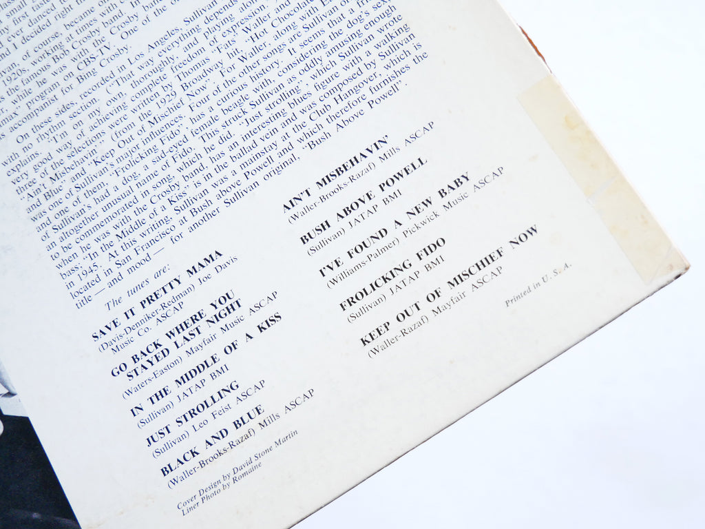 JOE SULLIVAN Mr. Piano Man LP DOWN HOME RECORDS MG D-2 US 1956 DG MONO DSM JAZZ