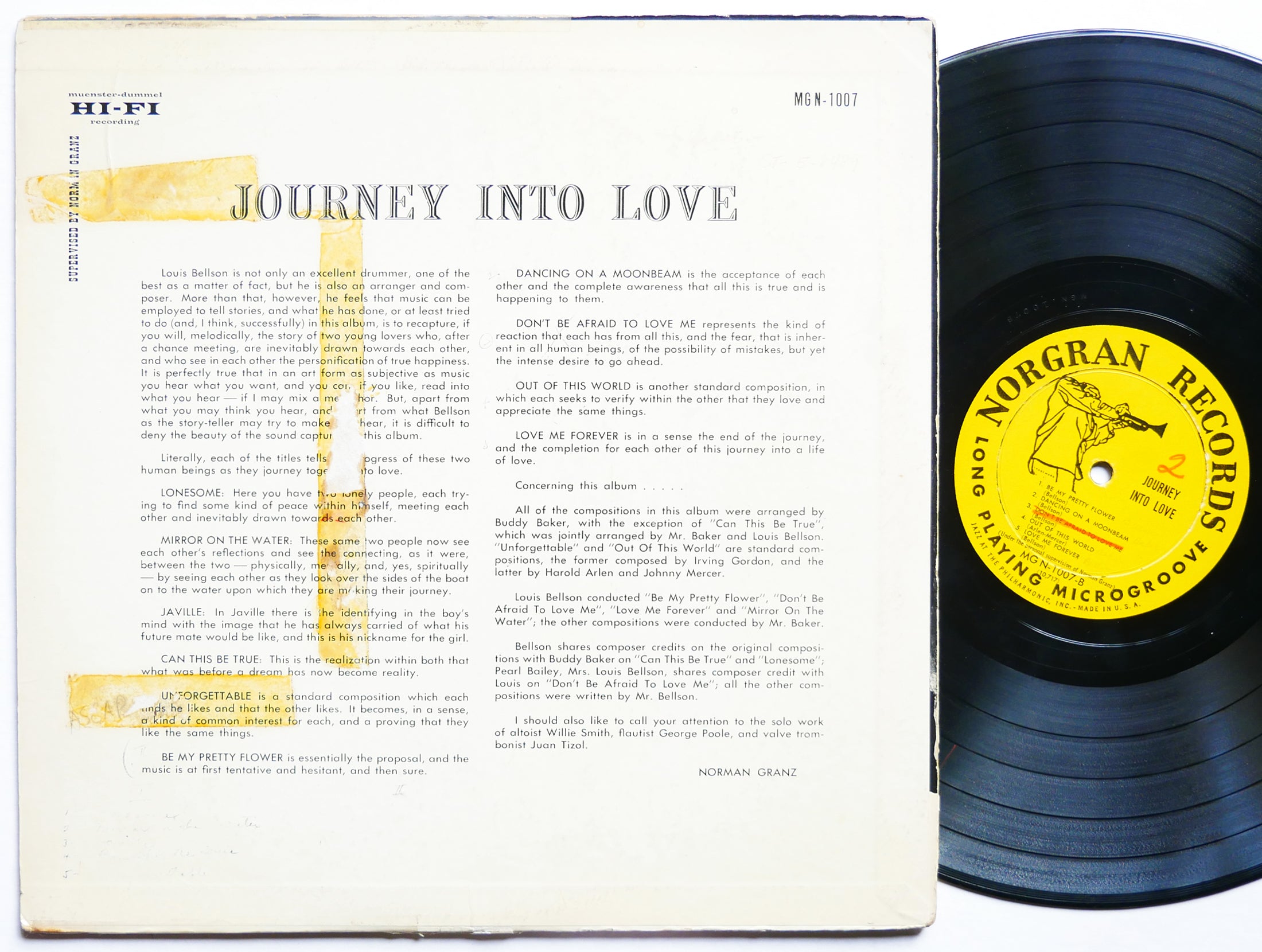 LOUIS BELLSON Journey Into Love LP NORGRAN RECORDS MG N-1007 US 1954 DG MONO DSM