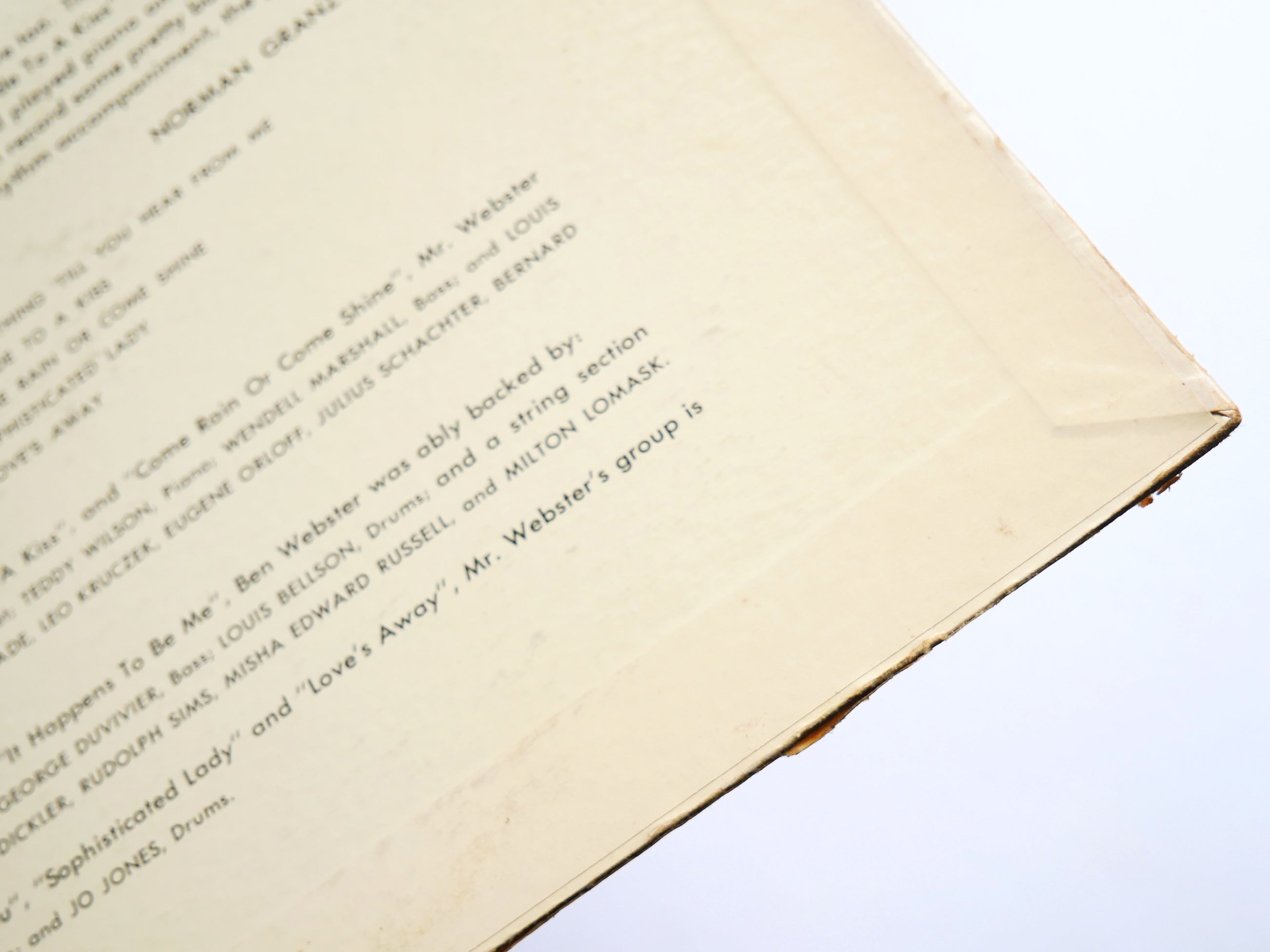 BEN WEBSTER With Strings Music For Loving LP NORGRAN MGN-1018 US 1955 DG MONO