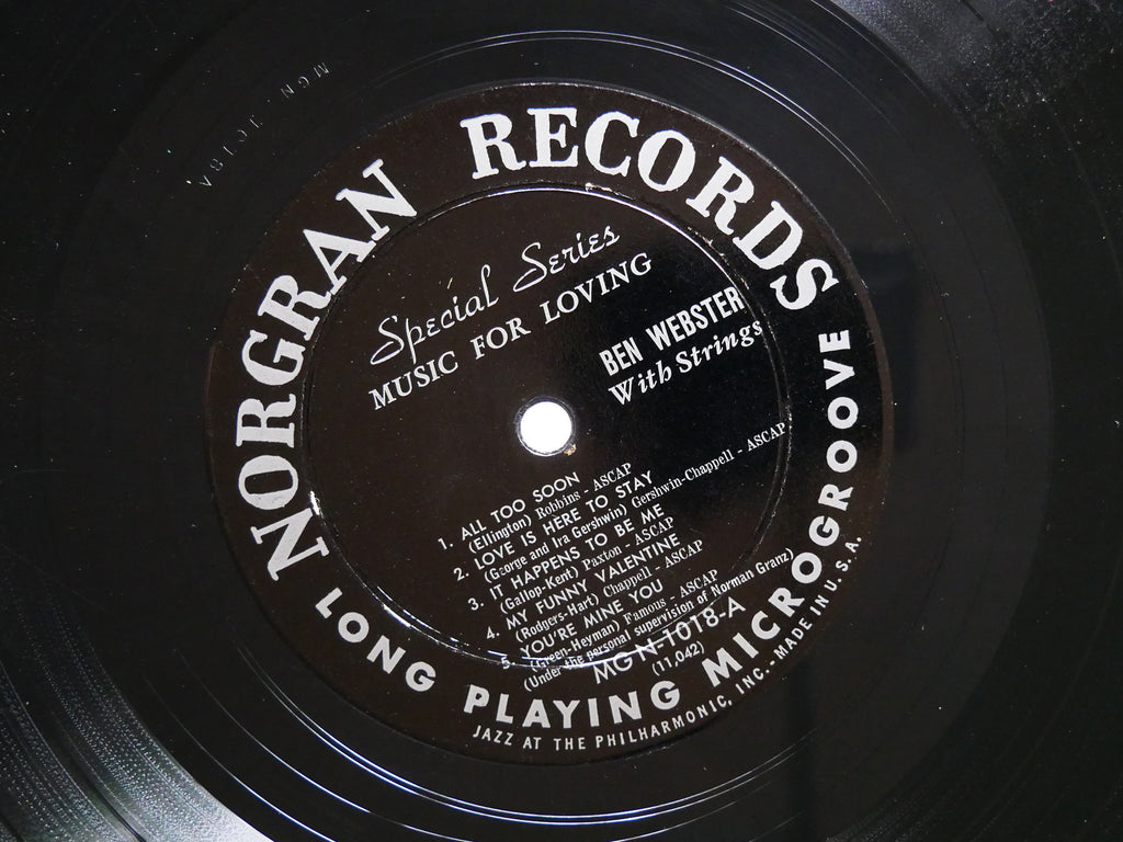BEN WEBSTER With Strings Music For Loving LP NORGRAN MGN-1018 US 1955 DG MONO