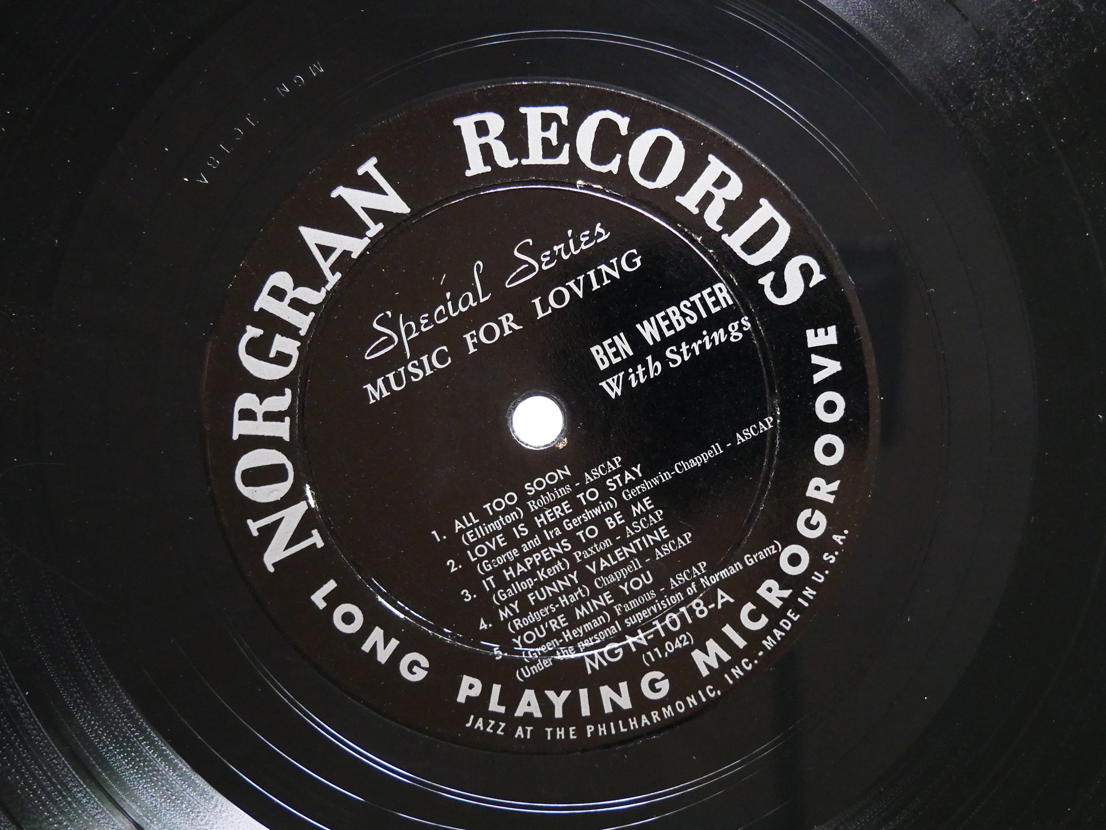 BEN WEBSTER With Strings Music For Loving LP NORGRAN MGN-1018 US 1955 DG MONO