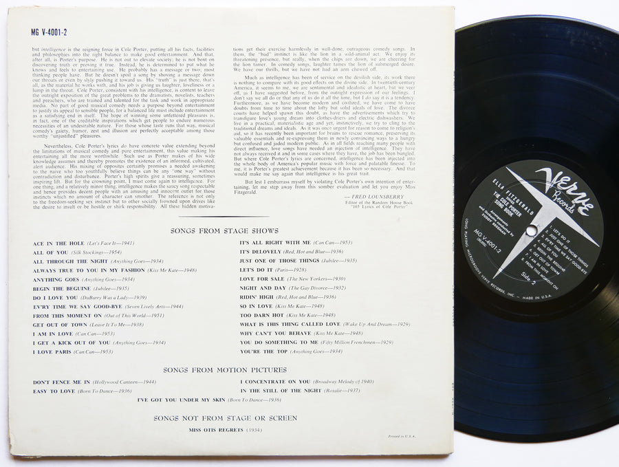 ELLA FITZGERALD Sings The Cole Porter Song Book 2 x LP VERVE MG V-4001-2 US 1956