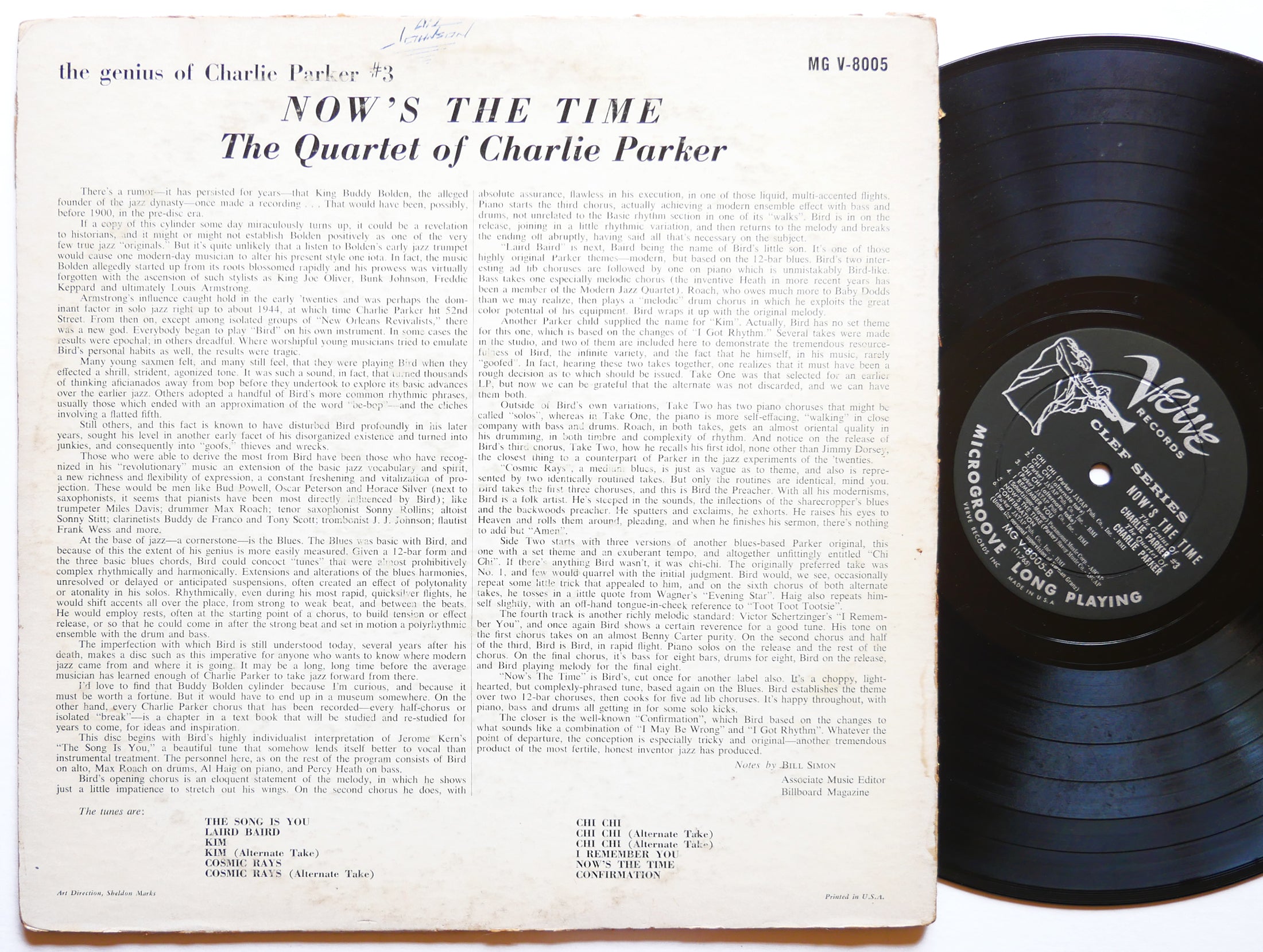 CHARLIE PARKER The Quartet Of Now's The Time LP VERVE MGV-8005 US 1957 DG MONO