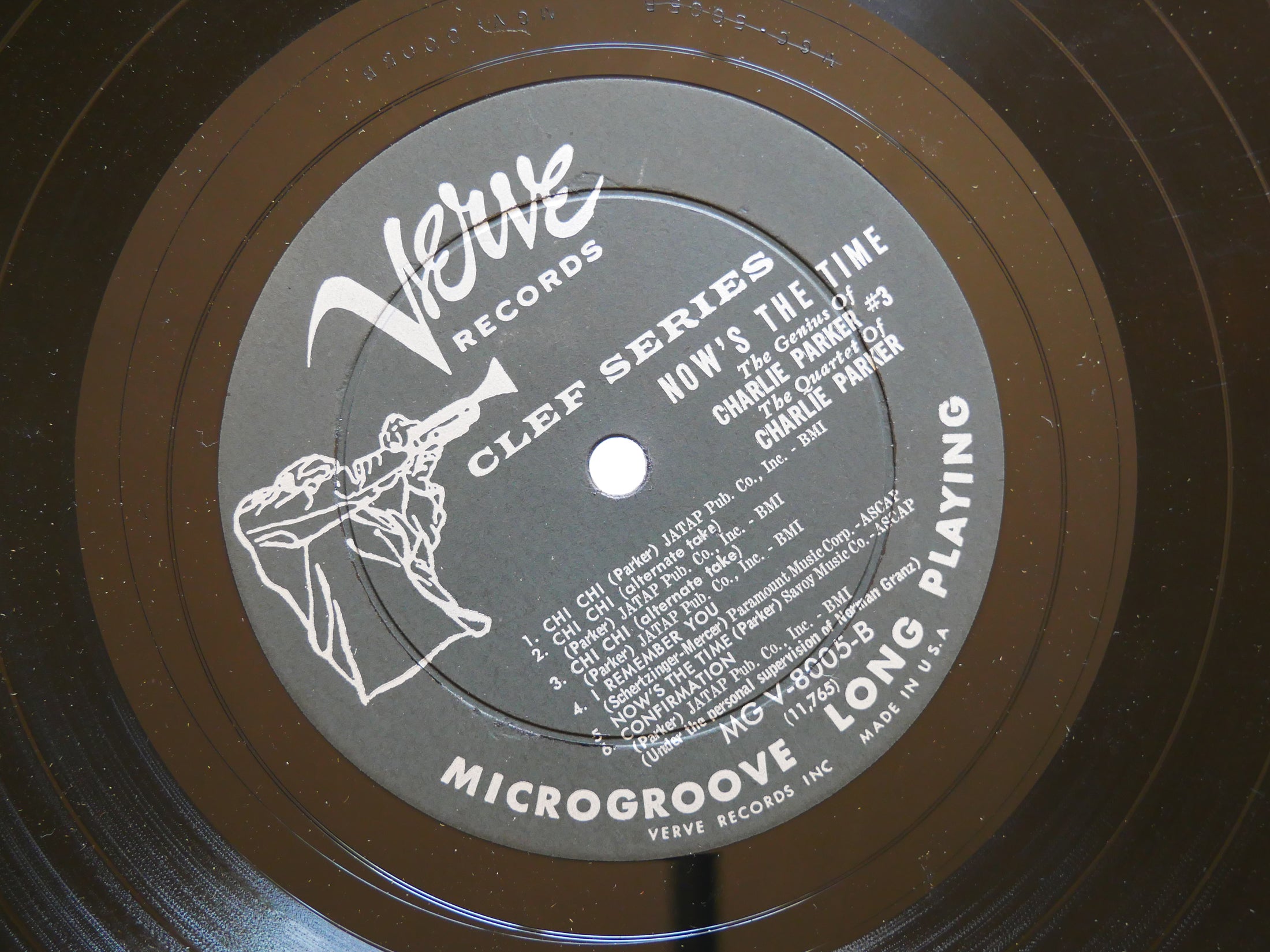 CHARLIE PARKER The Quartet Of Now's The Time LP VERVE MGV-8005 US 1957 DG MONO