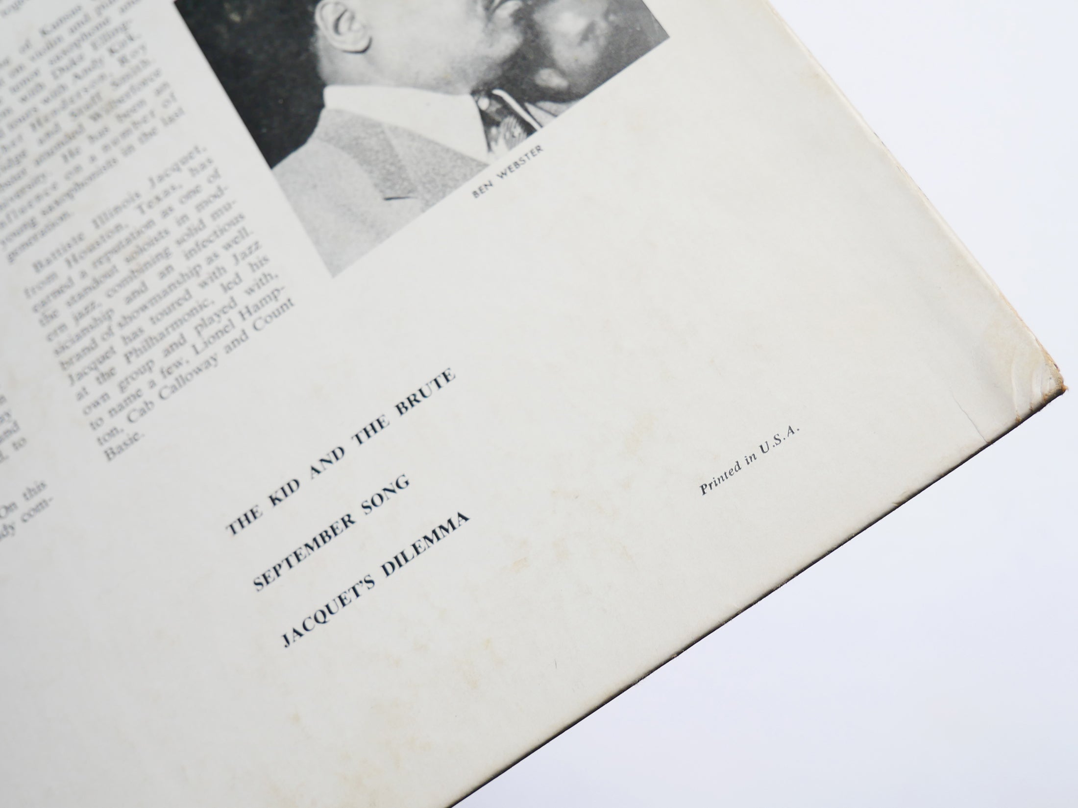 ILLINOIS JACQUET BEN WEBSTER The Kid And The Brute LP VERVE MGV 8065 DG MONO DSM