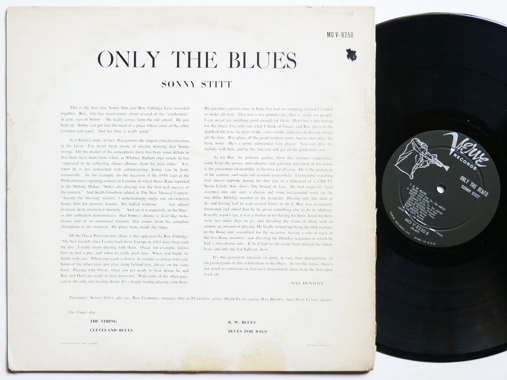 SONNY STITT Only The Blues LP VERVE MG V-8250 US 1958 DG MONO JAZZ Roy Eldridge