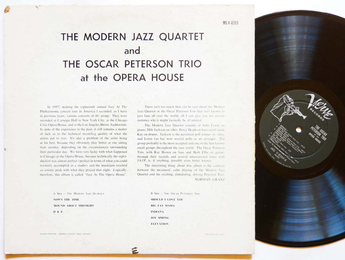 MODERN JAZZ QUARTET OSCAR PETERSON TRIO LP VERVE MG V-8269 US 1958 DG MONO