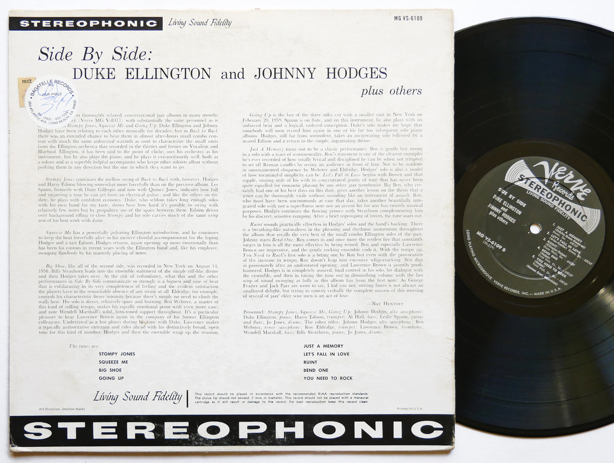 DUKE ELLINGTON JOHNNY HODGES Side by Side LP VERVE RECORDS MG VS-6109 US 1959 DG