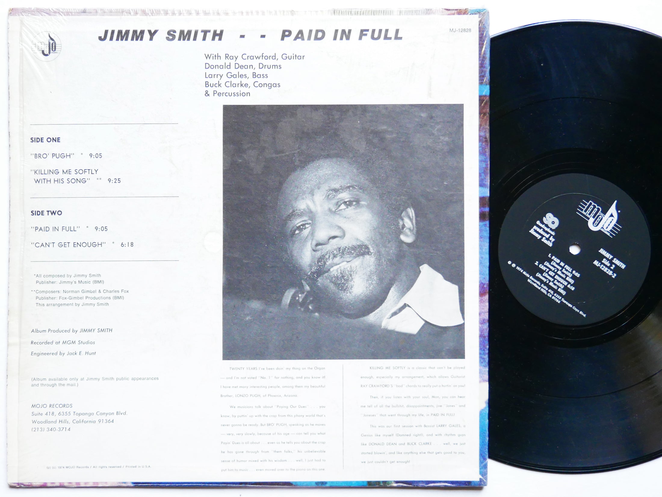 JIMMY SMITH Paid In Full LP MOJO RECORDS MJ-12828 US 1974 Jazz Funk