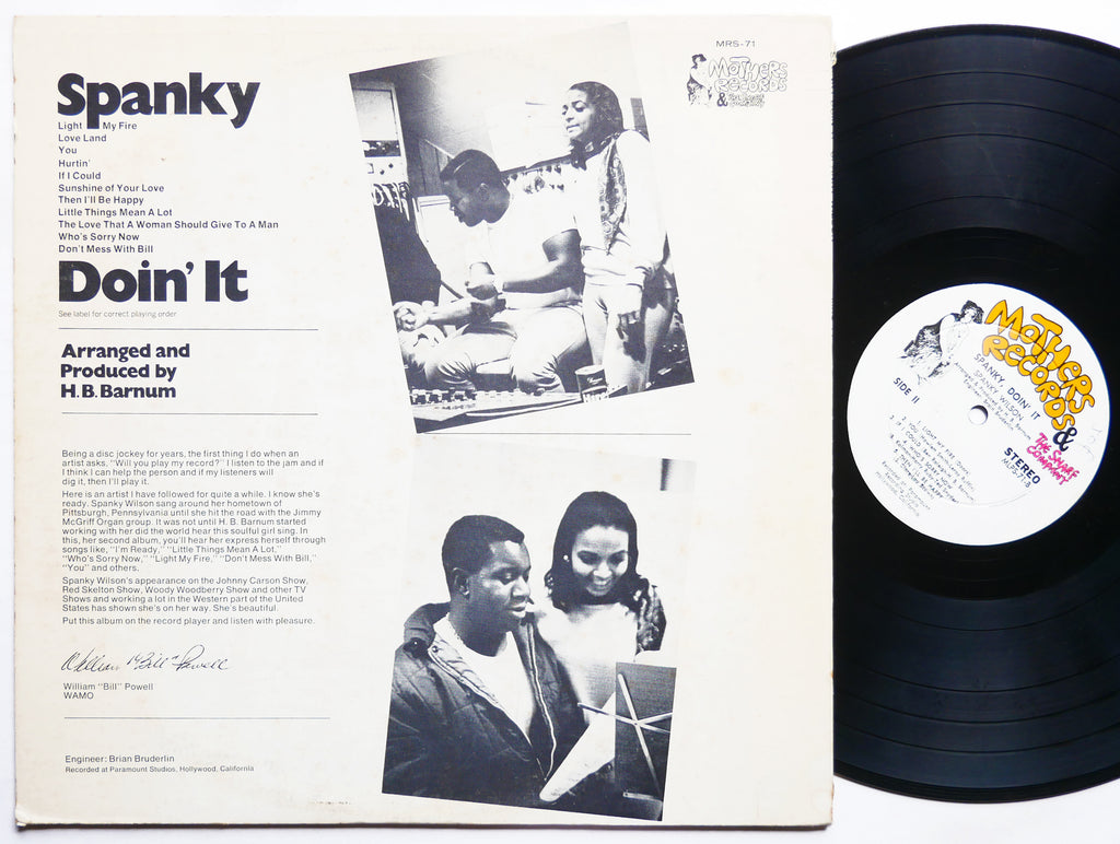 SPANKY WILSON Doin' It LP MOTHERS RECORDS MRS-71 US 1969 Jazz Soul Funk Blues