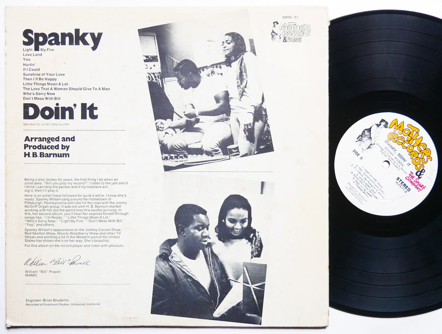 SPANKY WILSON Doin' It LP MOTHERS RECORDS MRS-71 US 1969 Jazz Soul Funk Blues