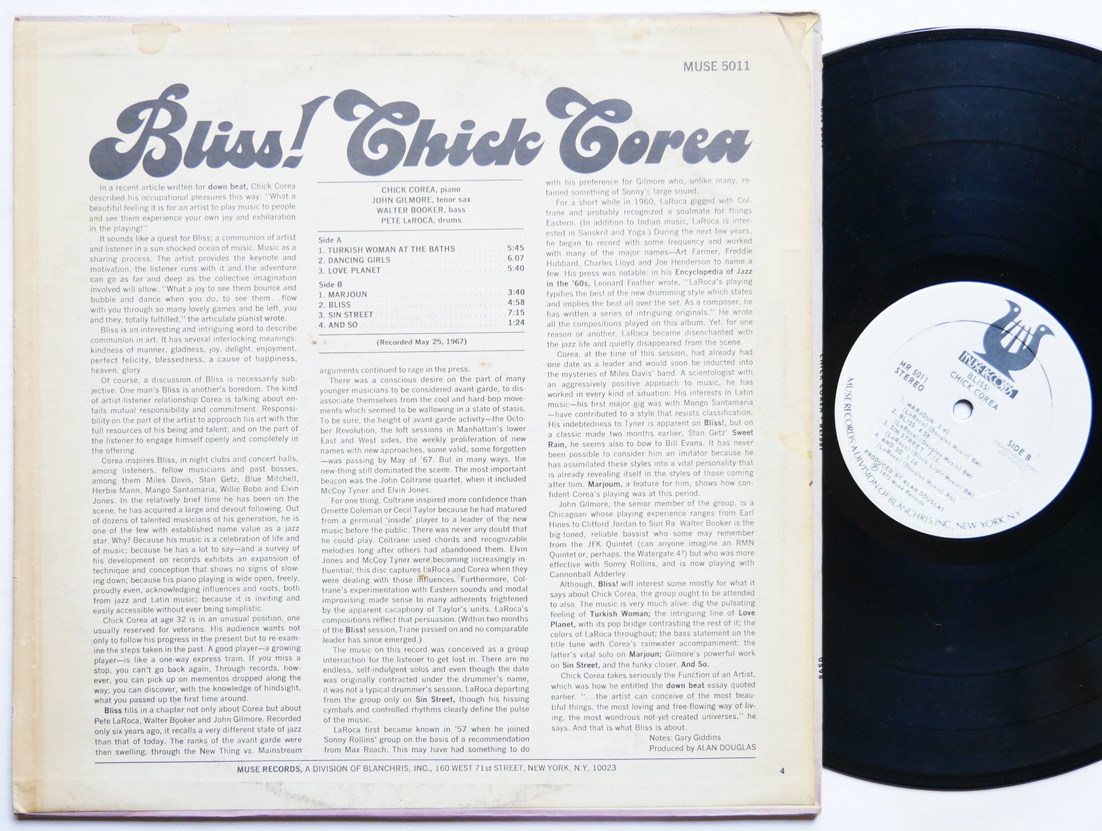 CHICK COREA Bliss! LP MUSE MR 5011 US 1973 PROMO John Gilmore Pete La Roca