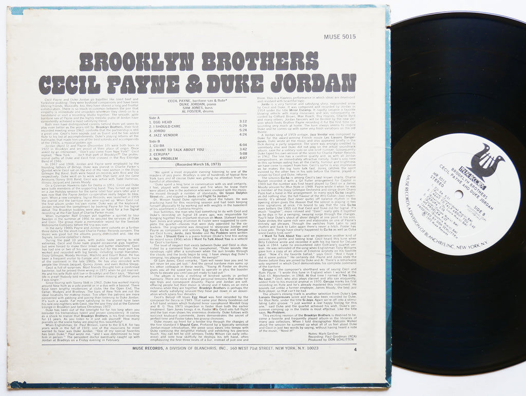 CECIL PAYNE DUKE JORDAN Brooklyn Brothers LP MUSE RECORDS MR 5015 US 1973 PROMO