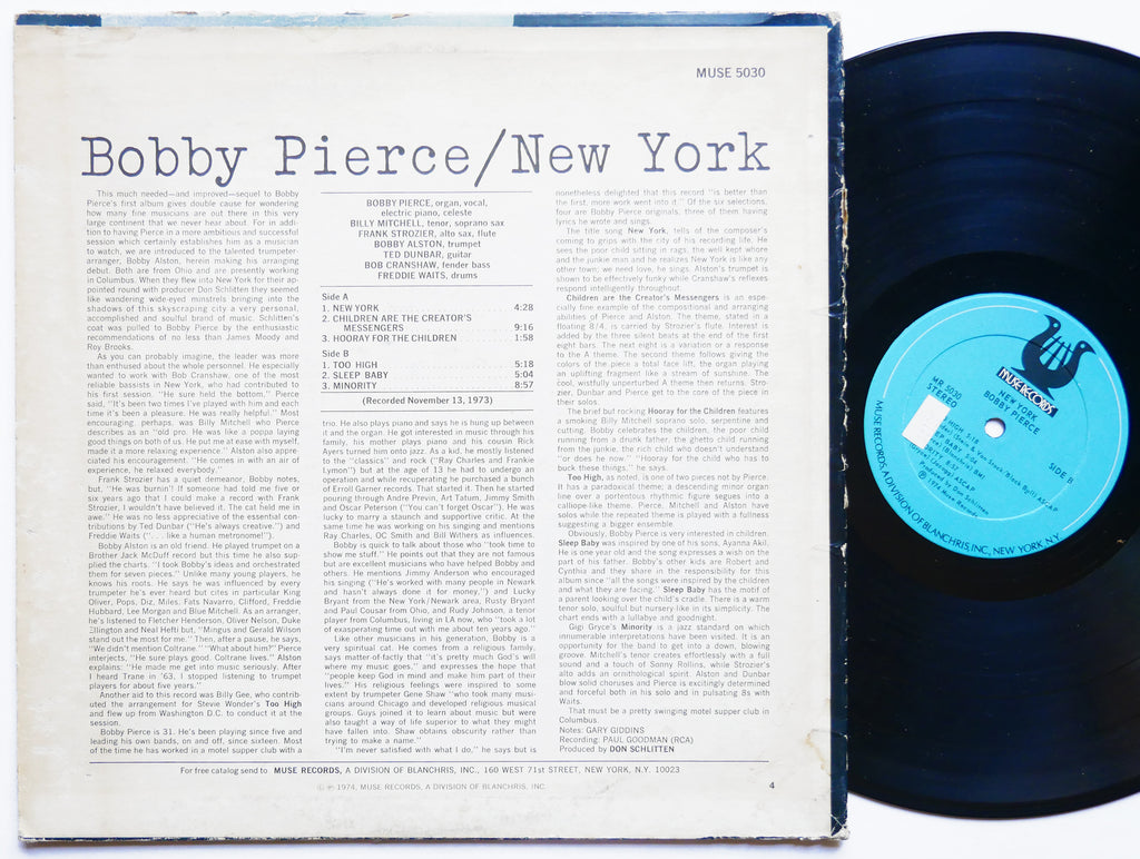 BOBBY PIERCE New York LP MUSE MR 5030 US 1974 Frank Strozier Billy Mitchell