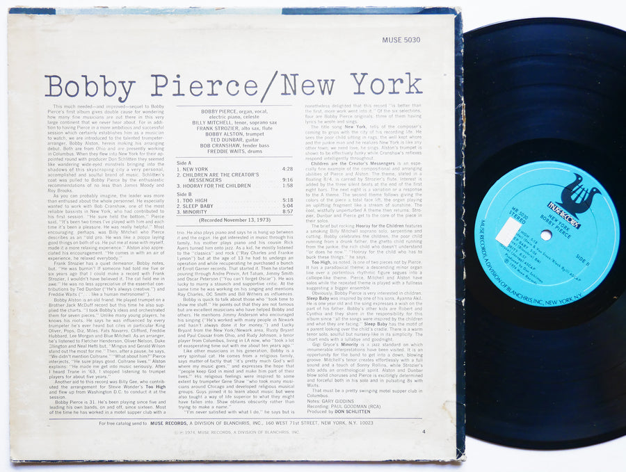 BOBBY PIERCE New York LP MUSE MR 5030 US 1974 Frank Strozier Billy Mitchell