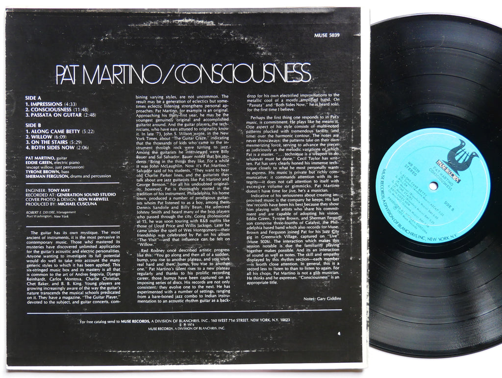 PAT MARTINO Consciousness LP MUSE RECORDS MR 5039 US 1974 JAZZ VG+