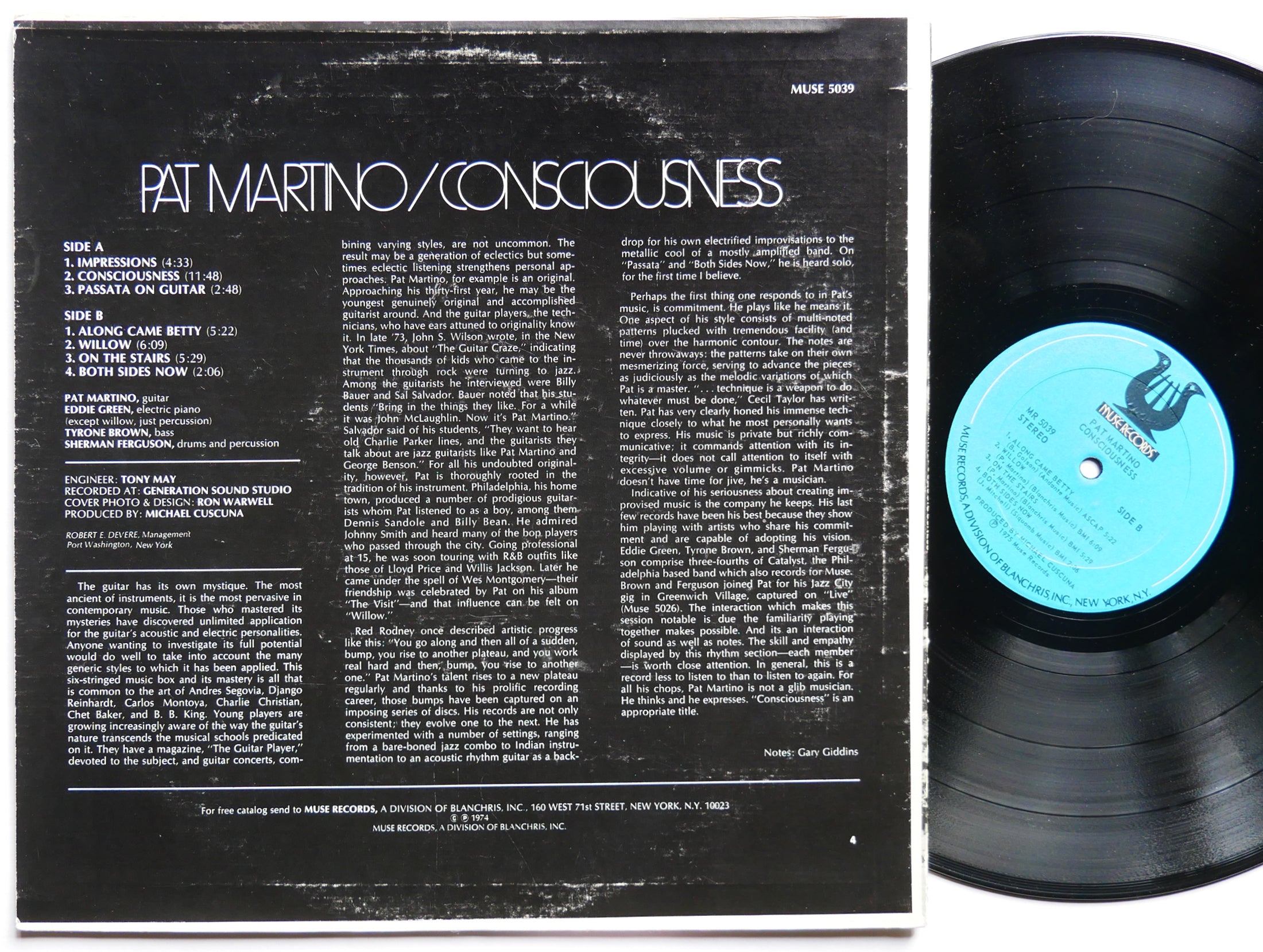 PAT MARTINO Consciousness LP MUSE RECORDS MR 5039 US 1974 JAZZ VG+