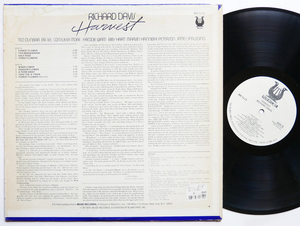RICHARD DAVIS Harvest LP MUSE RECORDS MR 5115 US 1979 PROMO Bill Lee Billy Hart
