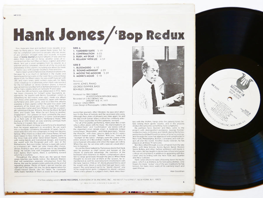 HANK JONES Bop Redux LP MUSE RECORDS MR 5123 US 1977 PROMO Ben Riley