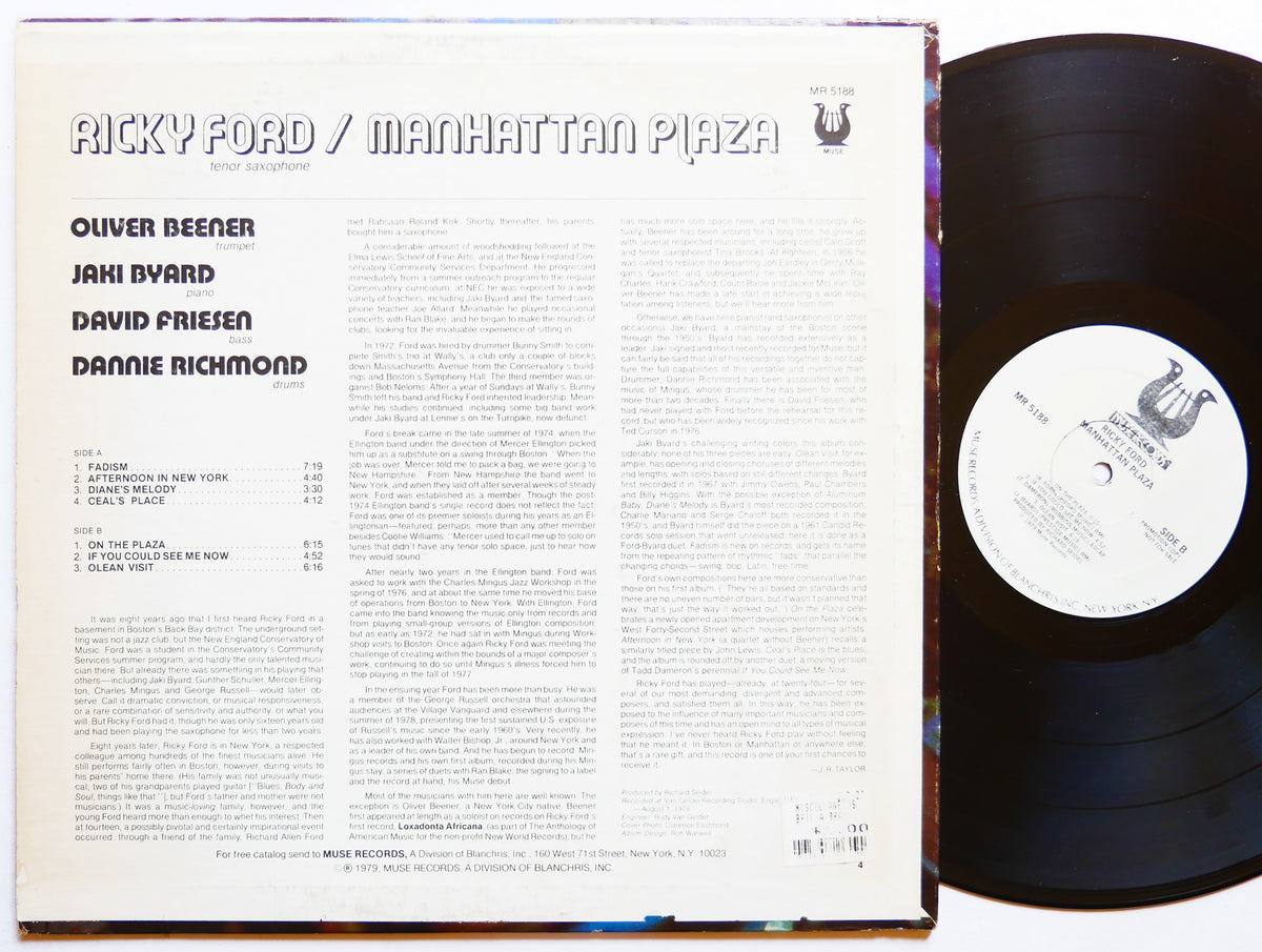 RICKY FORD Manhattan Plaza LP MUSE RECORDS MR 5188 US 1979 RVG PROMO Jaki Byard