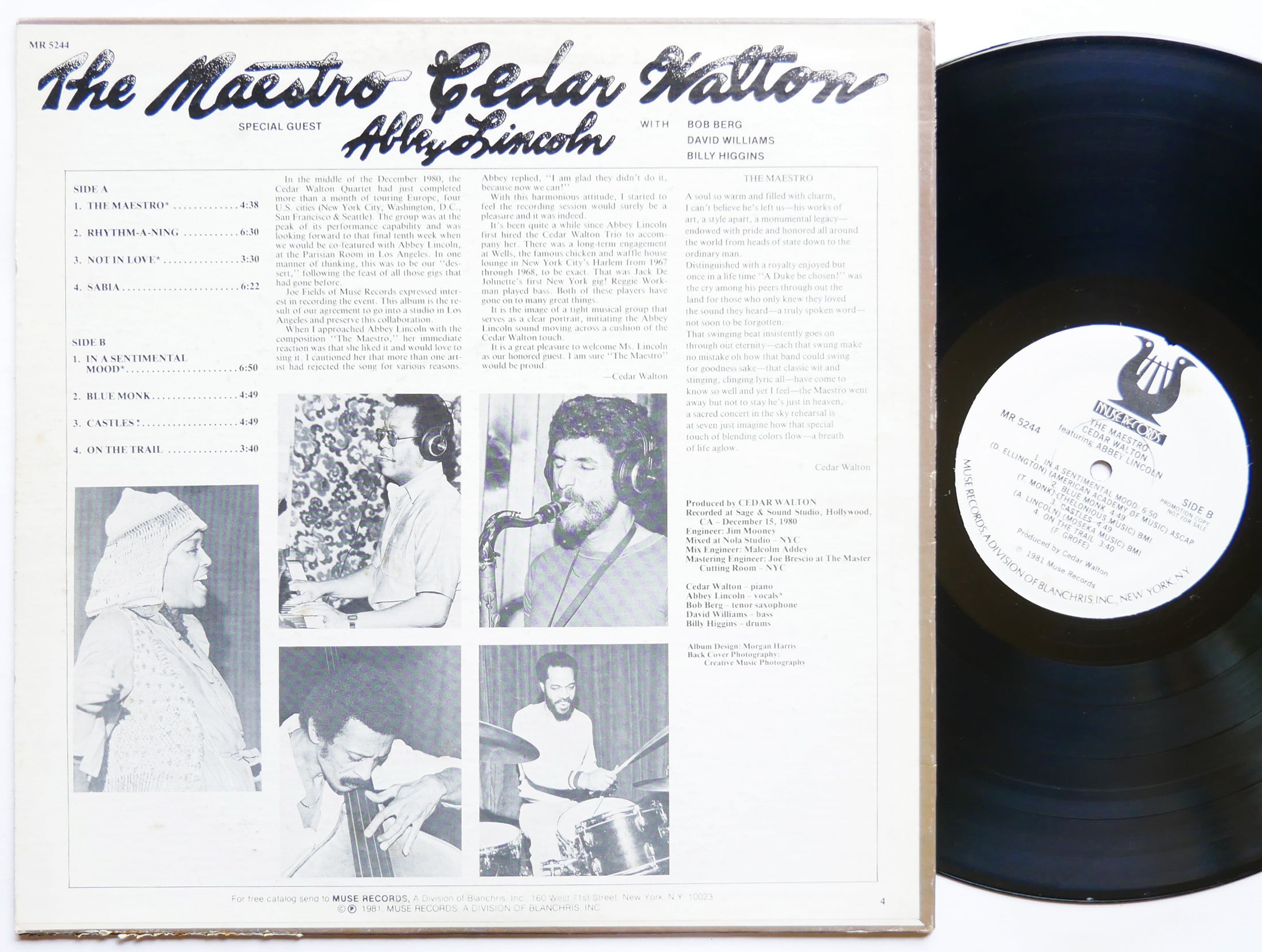 CEDAR WALTON ABBEY LINCOLN The Maestro LP MUSE RECORDS MR 5244 US 1981 PROMO VG+