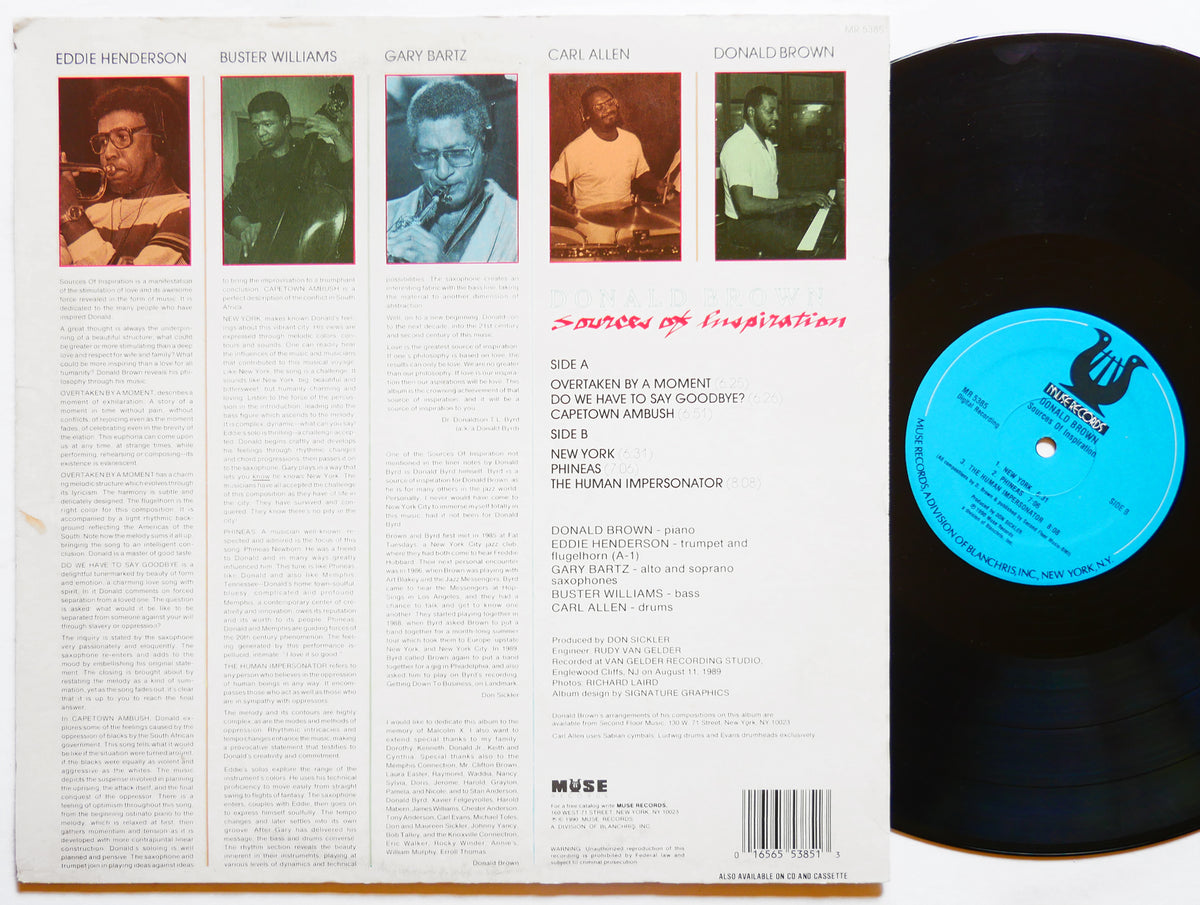 DONALD BROWN Sources Of Inspiration LP MUSE MR 5385 Gary Bartz Buster Williams