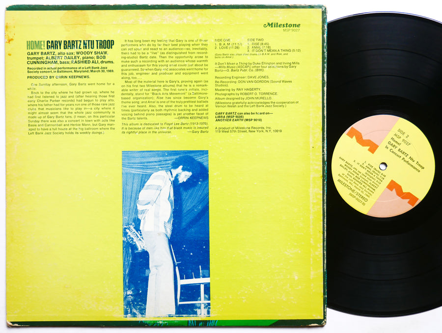 GARY BARTZ NTU TROOP Home! LP MILESTONE MSP 9027 US 1970 Woody Shaw Rashied Ali