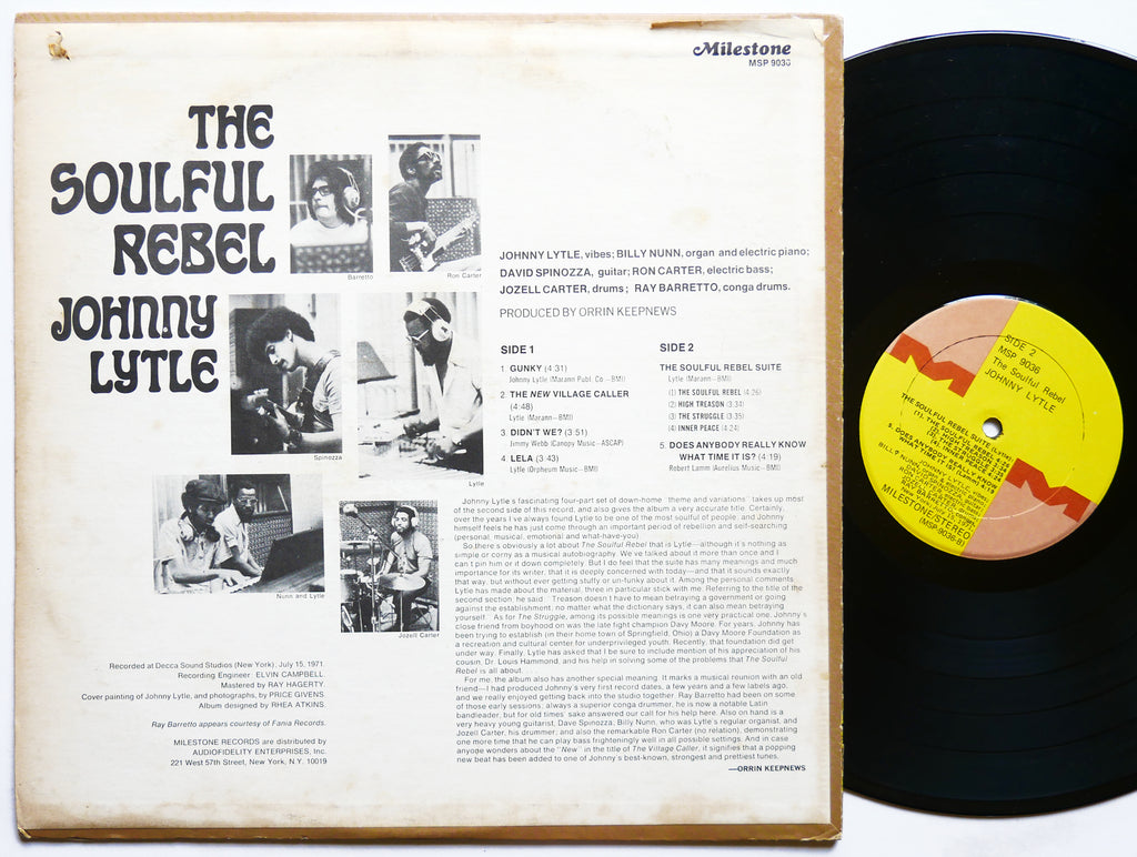 JOHNNY LYTLE The Soulful Rebel LP MILESTONE MSP 9036 Ray Barretto Ron Carter