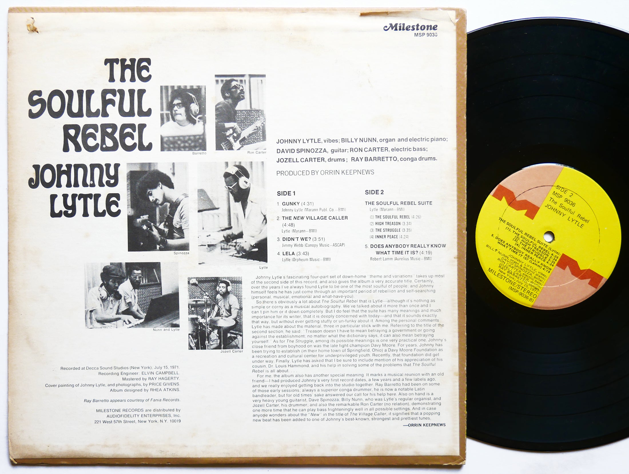 JOHNNY LYTLE The Soulful Rebel LP MILESTONE MSP 9036 Ray Barretto Ron Carter