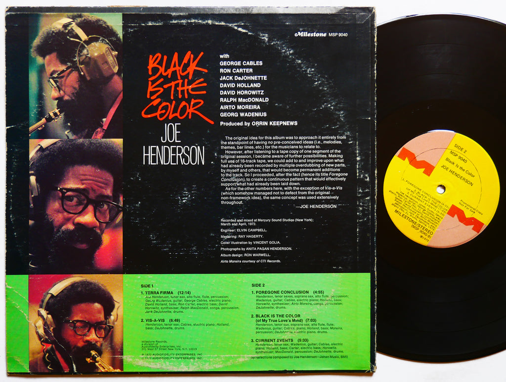 JOE HENDERSON Black Is The Color LP MILESTONE MSP 9040 US 1972 Jack DeJohnette