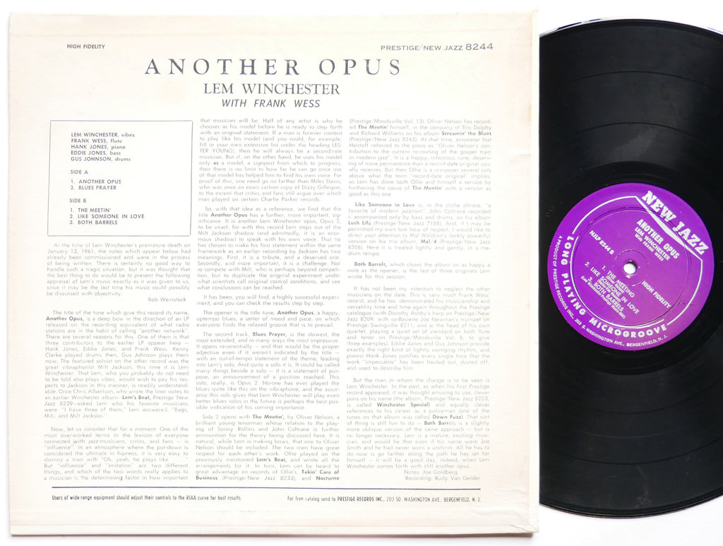 LEM WINCHESTER Another Opus LP NEW JAZZ NJLP 8244 US 1961 RVG DG MONO Hank Jones
