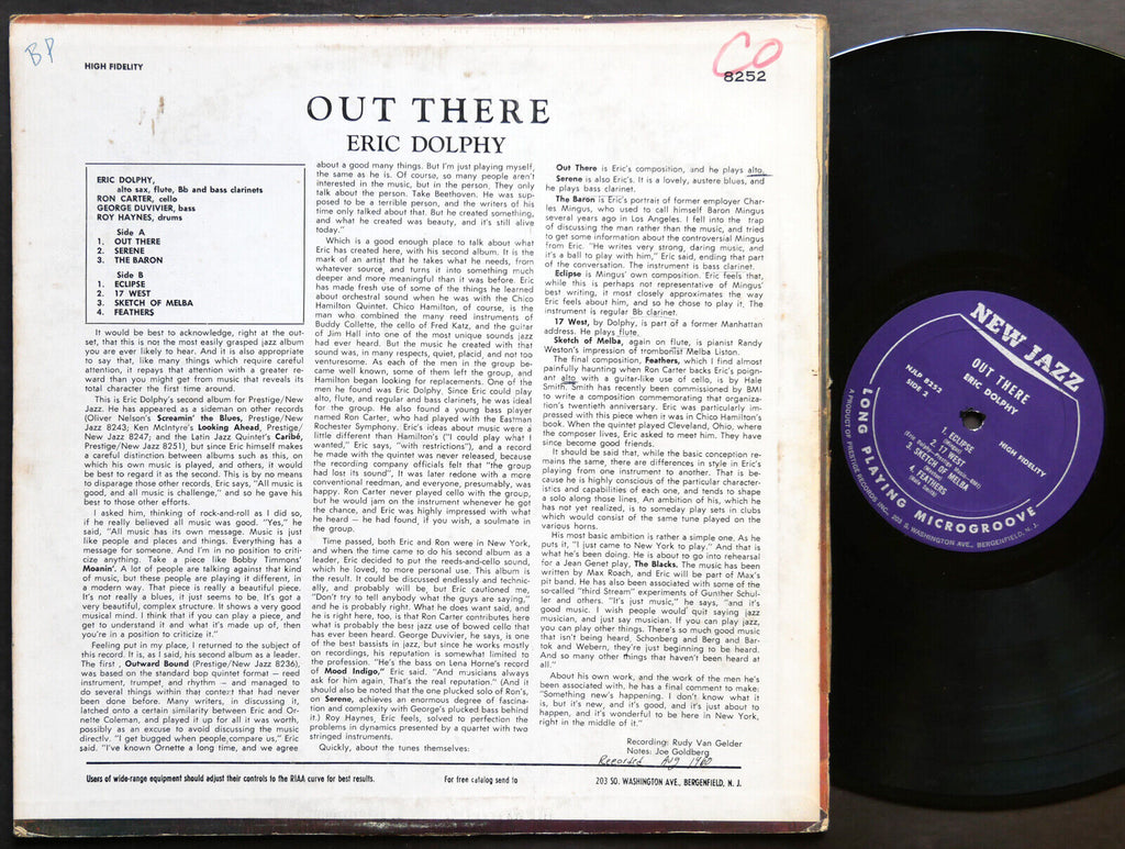 ERIC DOLPHY Out There LP NEW JAZZ NJLP 8252 US 1963 RVG MONO Roy Haynes