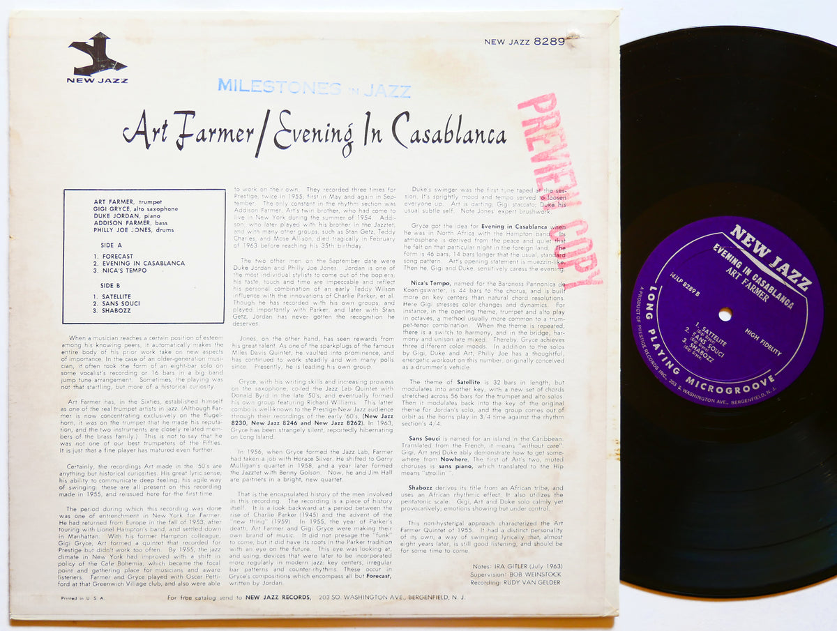 ART FARMER Evening In Casablanca LP NEW JAZZ NJLP 8289 US 1963 MONO Duke Jordan