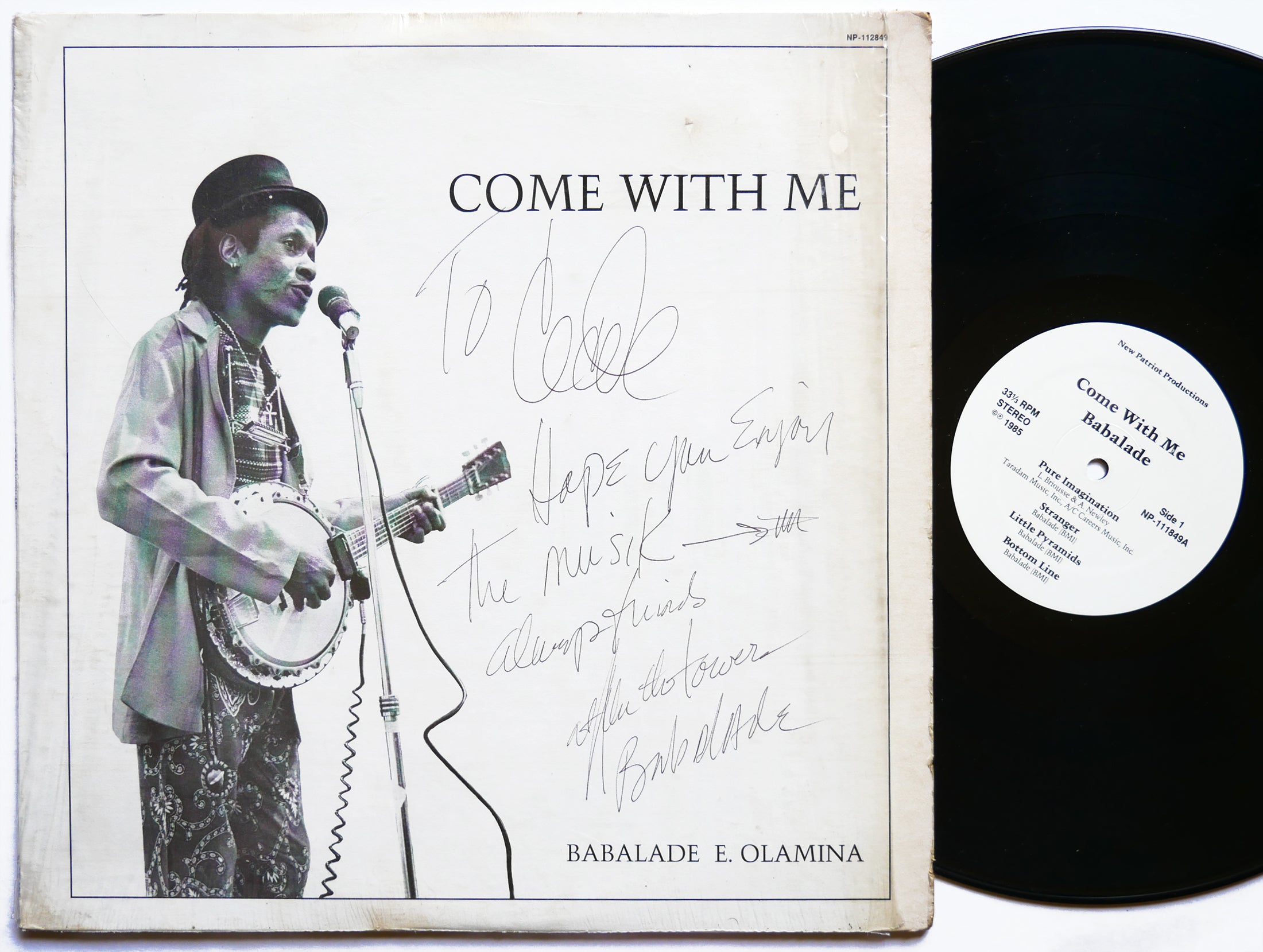 Signed by BABALADE E. OLAMINA Come With Me LP NEW PATRIOT NP