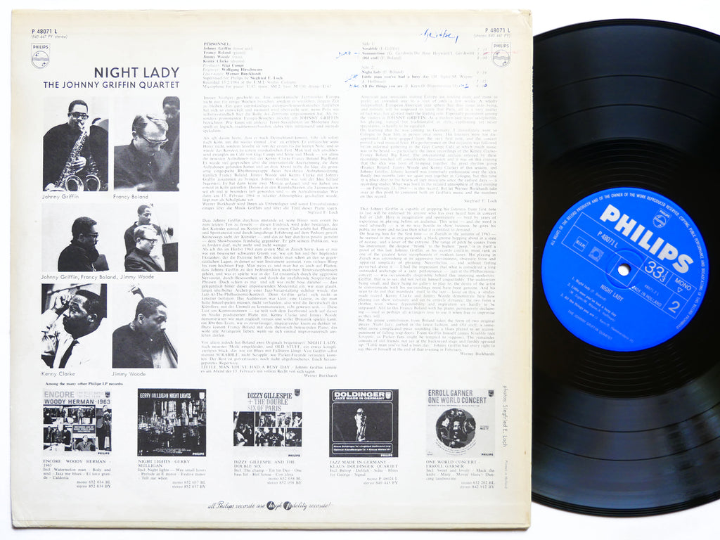 JOHNNY GRIFFIN Quartet Night Lady LP PHILIPS P 48071 L NETHERLANDS 1964 CLEAN