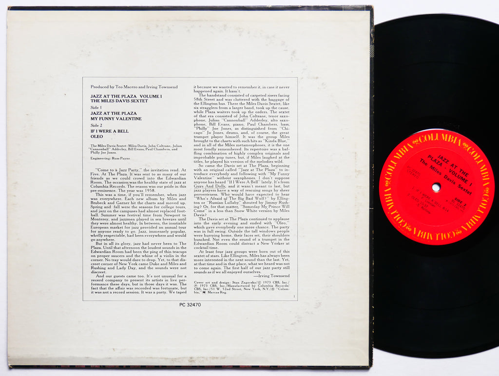 MILES DAVIS Sextet Jazz At The Plaza Vol. 1 LP COLUMBIA C 32470 John Coltrane