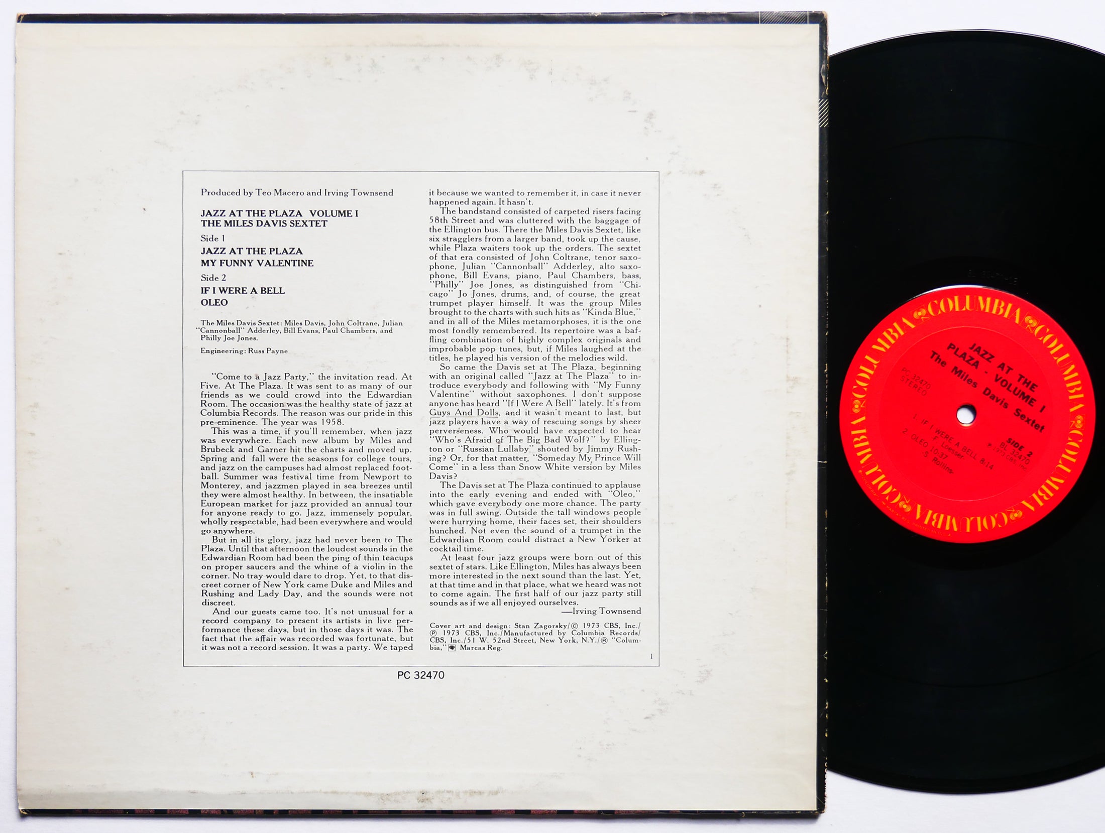 MILES DAVIS Sextet Jazz At The Plaza Vol. 1 LP COLUMBIA C 32470 John Coltrane